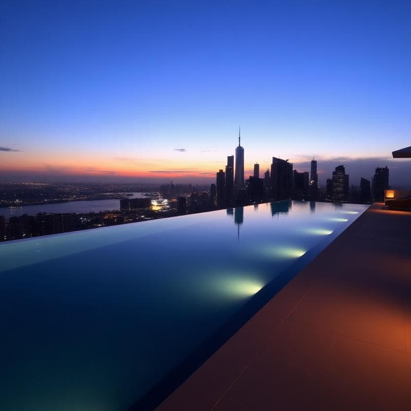 Piscina infinita no rooftop